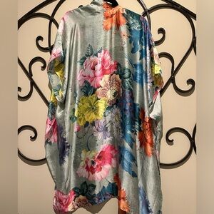 Multicolor Floral beach pool resort kimono duster cardigan pink multicol…